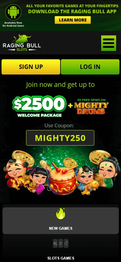 Raging Bull Casino mobile RTG game selection